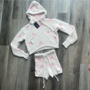 NWT Fashion Nova I’m Seeing Stars fuzzy short set